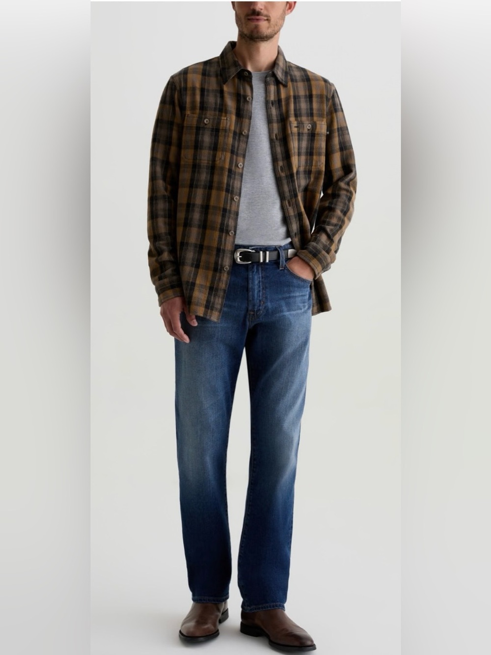 AG Adriano Goldschmied Protege Straight Leg Jeans Men 34x34 Dark Wash Blue Denim